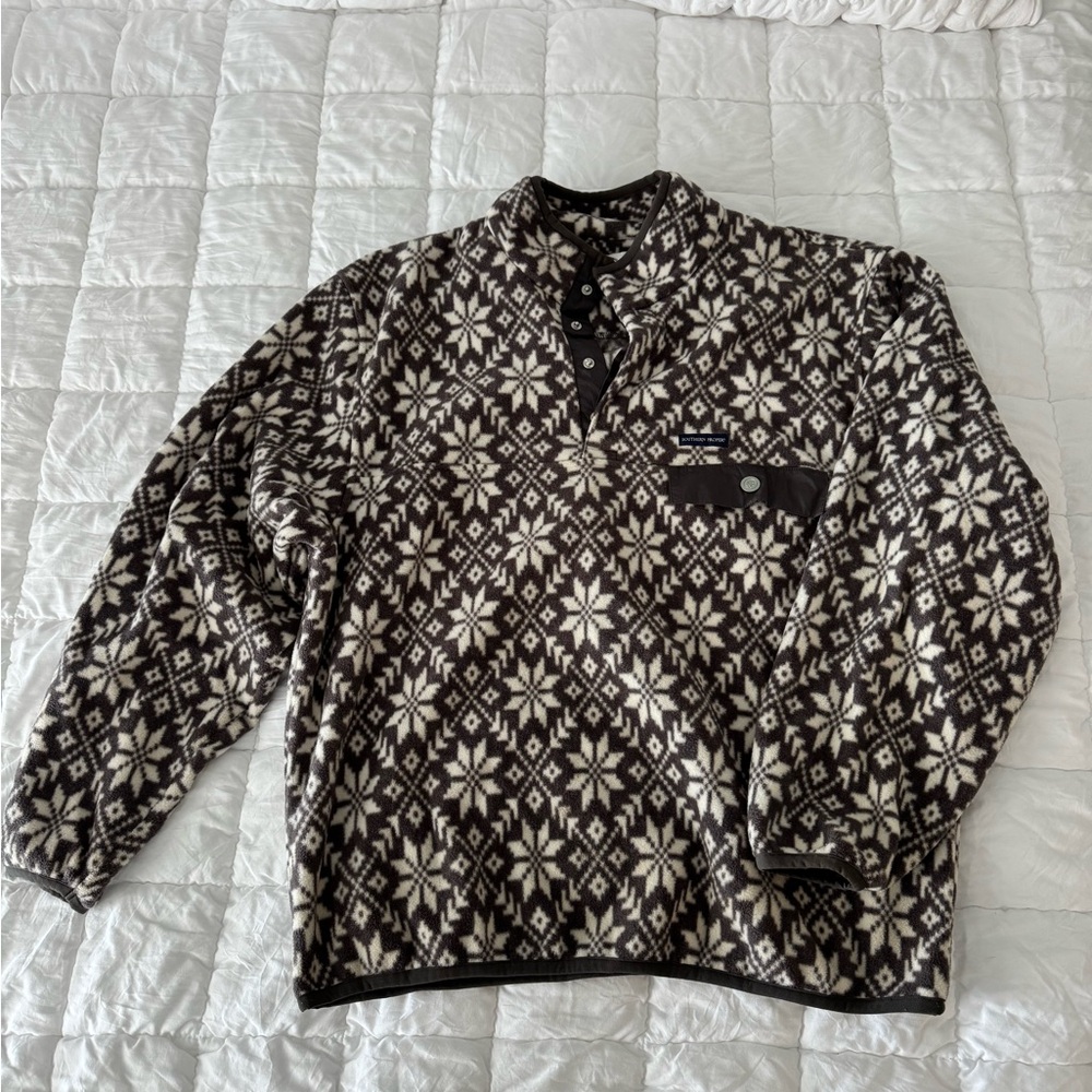 Southern Proper Brown and White Zip Up Sweater